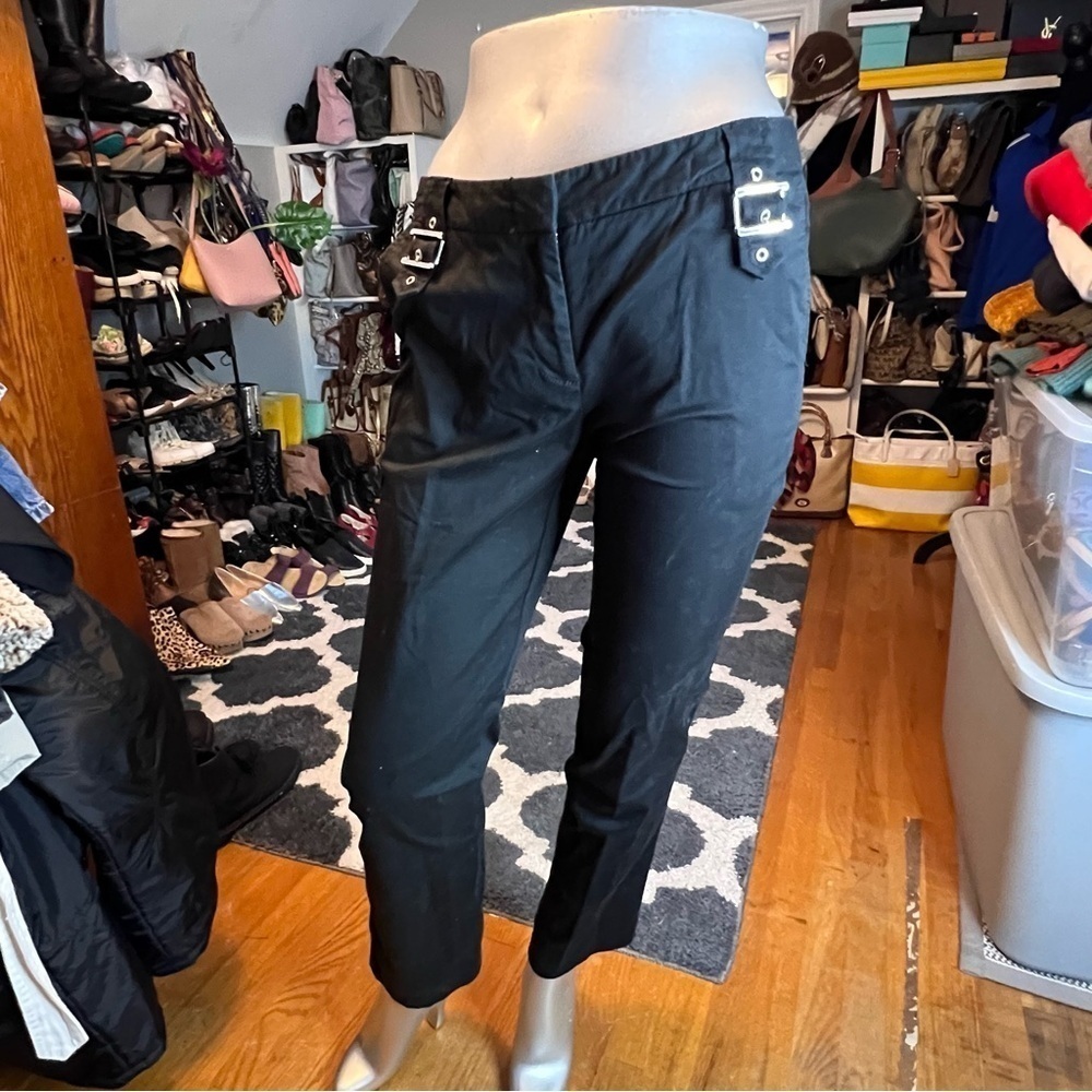 MICHAEL by Michael Kors cotton/spandex ankle pants buckle details - Picture 6 of 9